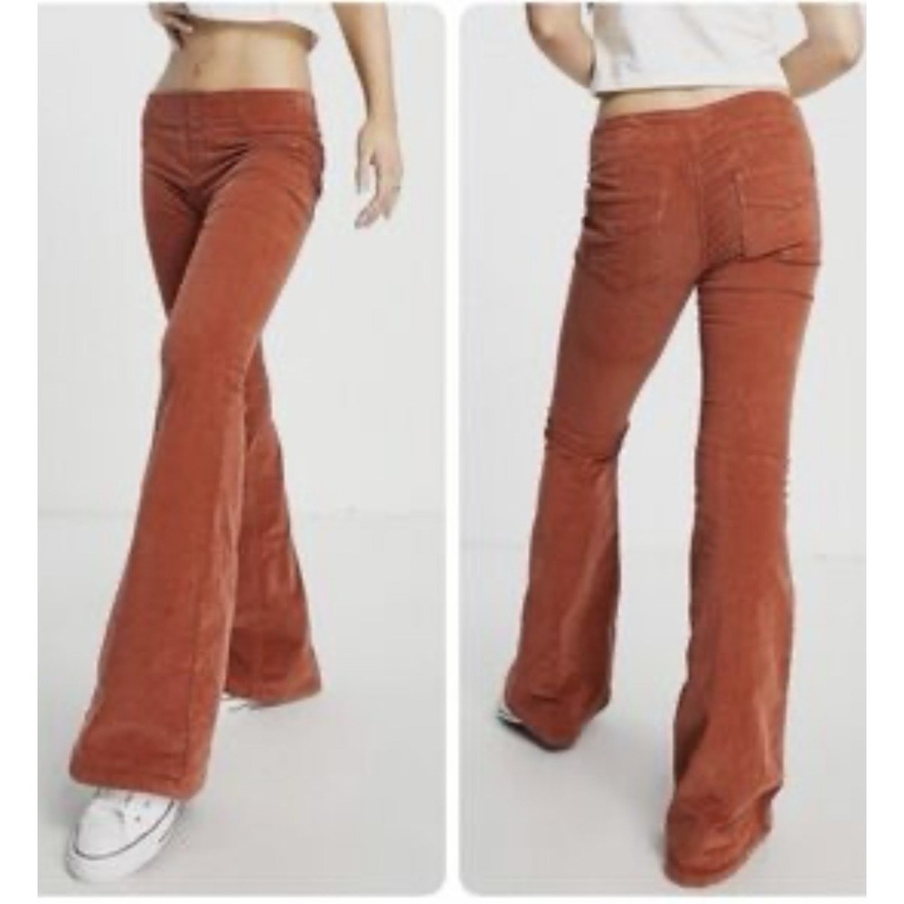 FP We The Free Just Float On Super Flare Corduroy Pants Pull On Sz 27 US 6/8‎